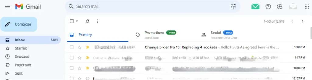 Change Order Email Screenshot